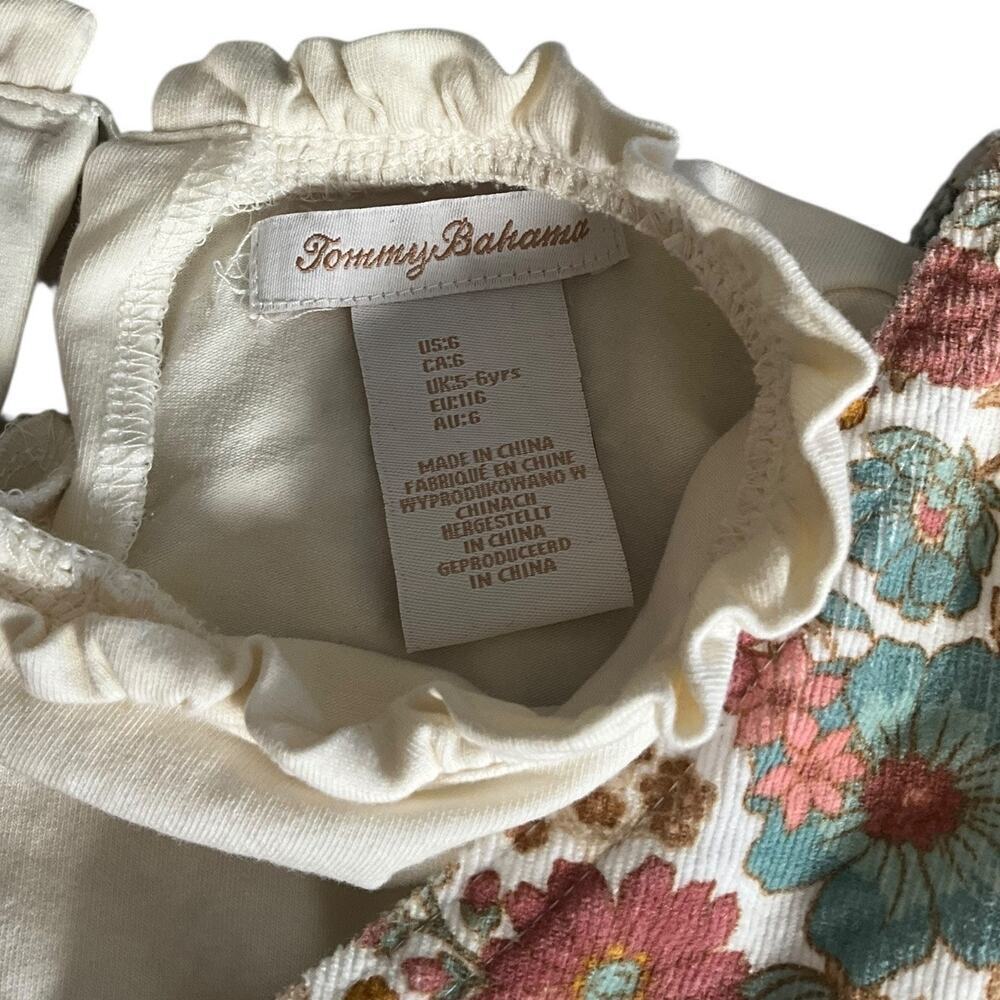 Tommy Bahama Kids Size 6 Corduroy Floral Jumper Dress Set 3-Piece Fall Outfit - Picture 3 of 9